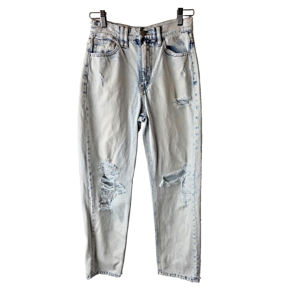 GILDED INTENT 90s LOOSE FIT JEANS 25W LIGHT WASH DISTRESSED STONE WASHED